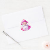  Roze Santa Retro Christmas Ronde Sticker (Envelop)