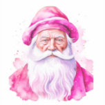 Roze Santa Retro Christmas Sticker<br><div class="desc">Waterverf roze  Santa met Retro vibes Kerst stickers.</div>