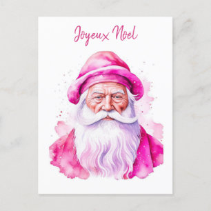 Roze Santa Retro Gepersonaliseerde Kerstmis Briefkaart