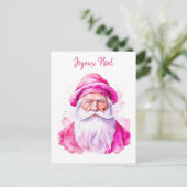  Roze Santa Retro Gepersonaliseerde Kerstmis Briefkaart (Staand voorkant)