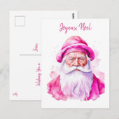  Roze Santa Retro Gepersonaliseerde Kerstmis Briefkaart (Voorkant / Achterkant)