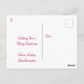  Roze Santa Retro Gepersonaliseerde Kerstmis Briefkaart (Achterkant)