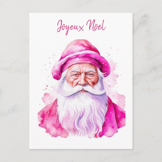 Roze Santa Retro Gepersonaliseerde Kerstmis Briefkaart (Voorkant)
