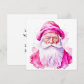  Roze Santa Retro Gepersonaliseerde Kerstmis Notitiekaartje (Voorkant / Achterkant)