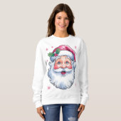 Roze Santa Retro Kerstmis Matching Family Holiday Trui (Voorkant volledig)