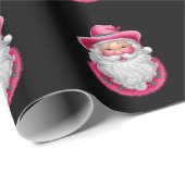 Roze Santa Retro Kerstmis Matching Family Party Cadeaupapier (Rol Hoek)