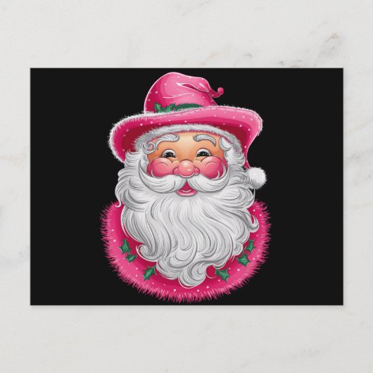 Roze Santa Retro Kerstmis Matching Family Party Feestdagenkaart (Voorkant)
