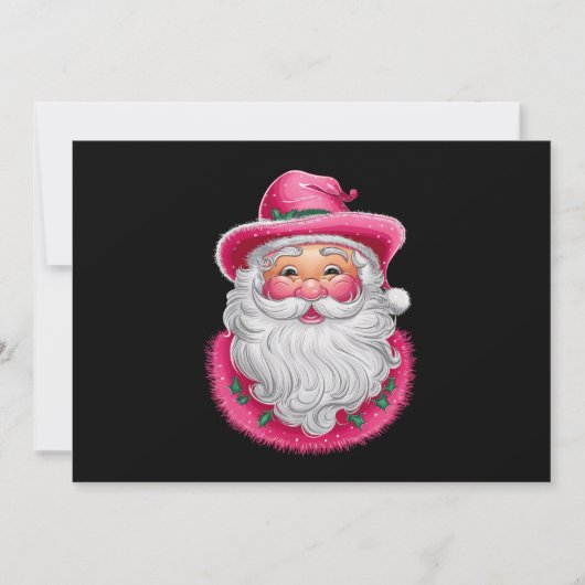 Roze Santa Retro Kerstmis Matching Family Party Feestdagenkaart (Voorkant)