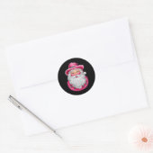 Roze Santa Retro Kerstmis Matching Family Party Ronde Sticker (Envelop)