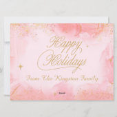  Roze Santa Sleigh met Rendier Kerst Feestdagenkaart (Achterkant)