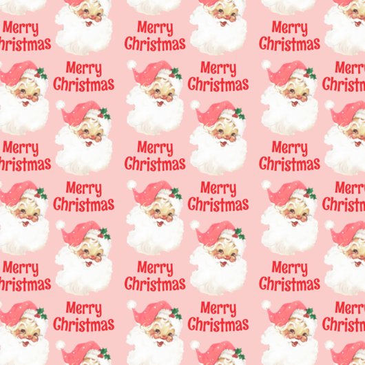 Roze Santa Vintage kerstinpakpapier Cadeaupapier
