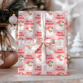 Roze Santa Vintage kerstinpakpapier Cadeaupapier
