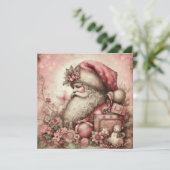 Roze  Santa Wenskaart Feestdagenkaart (Staand voorkant)