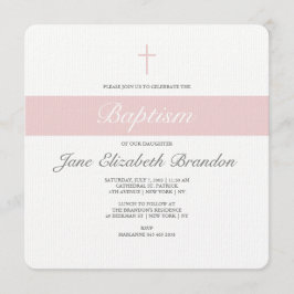 Roze Sash Baptism-uitnodiging Kaart