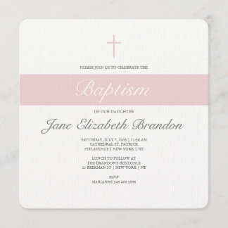 Roze Sash Baptism-uitnodiging Kaart