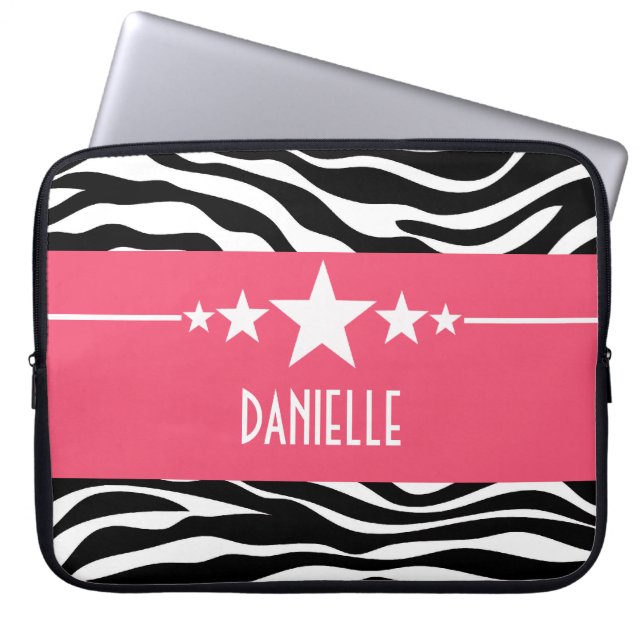Roze Sassy Star-laptophoes Laptop Sleeve (Voorkant)