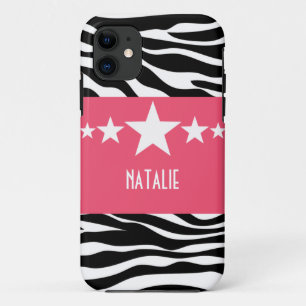 Roze Sassy Star Zebra BT iPhone 5 Hoesje