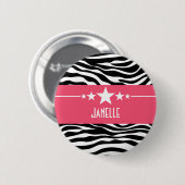 Roze Sassy Star Zebra Button (Voorkant /achterkant)