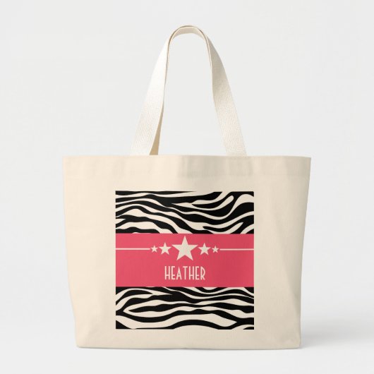 Roze Sassy Star Zebra Canvas tas (Voorkant)