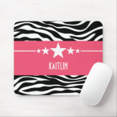 Roze Sassy Star Zebra Mousepad Muismat (Met muis)