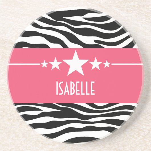 Roze Sassy Star-Zebra Onderzetter (Voorkant)
