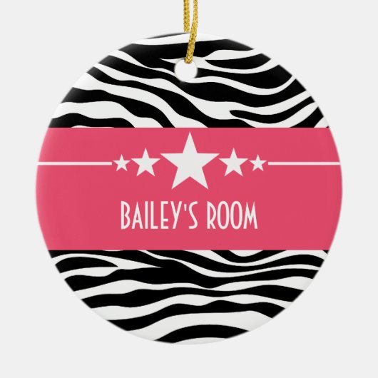 Roze Sassy Star-Zebra Ornament (Voorkant)