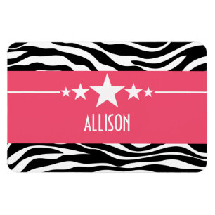 Roze Sassy Star Zebra Premium Magnet Magneet