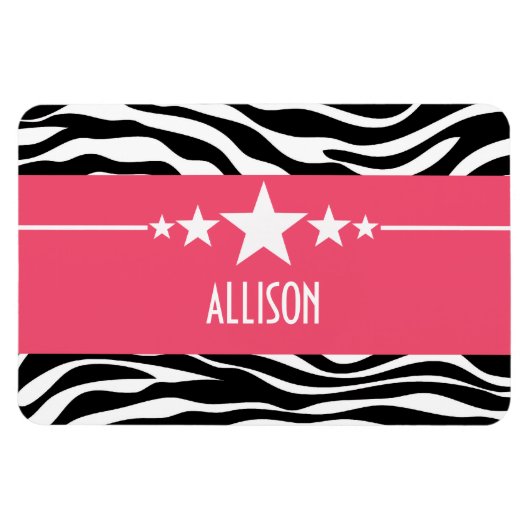 Roze Sassy Star Zebra Premium Magnet Magneet (Horizontaal)