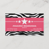 Roze Sassy Star Zebra Print Visitekaartje (Achterkant)