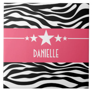 Roze Sassy Star Zebra Tegel Tegeltje