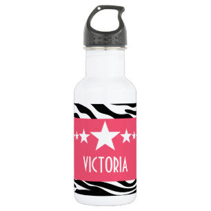 Roze Sassy Star Zebra Waterfles