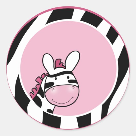 ROZE SASSY ZEBRA STRIPE envelop afdichtingen Ronde Sticker (Voorkant)