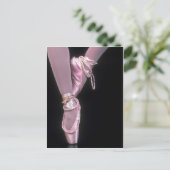 roze satijn ballet toe - schoenen briefkaart (Staand voorkant)
