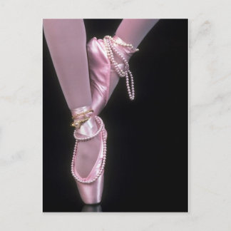 roze satijn ballet toe - schoenen briefkaart