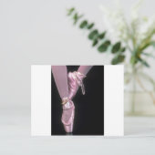 roze satijn ballet toe - schoenen briefkaart (Staand voorkant)