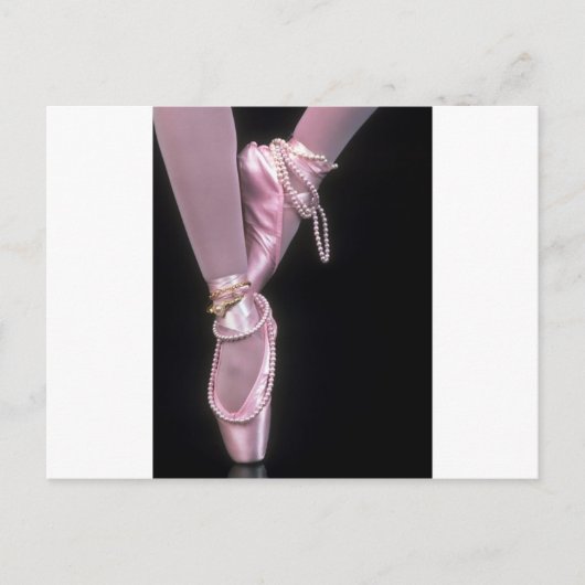roze satijn ballet toe - schoenen briefkaart (Voorkant)