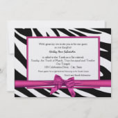 Roze satijn en strepen Bat Mitswa Kaart (Achterkant)