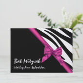 Roze satijn en strepen Bat Mitswa Kaart (Staand voorkant)