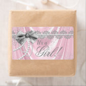 Roze Satijn Parel Baby shower Waterflesetiketten Etiket (Insitu)