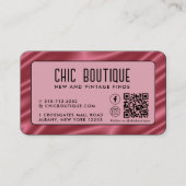 Roze Satijn QR Code Beloning Visitekaartje (Voorkant)