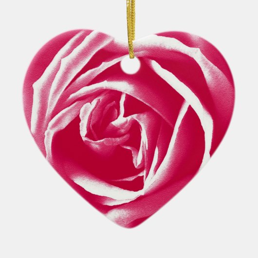 Roze satijn roos afdrukken keramisch ornament (Voorkant)