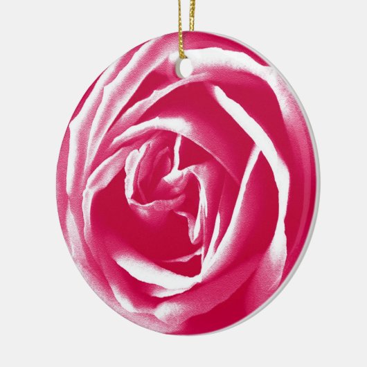 Roze satijn roos afdrukken keramisch ornament (Links)