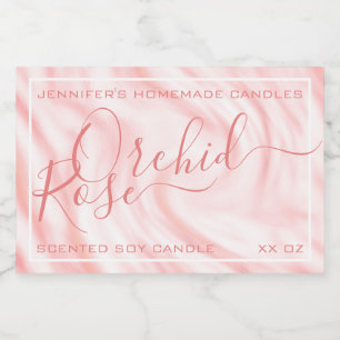 Roze Satijn Roze Calligraphy Tekst Handtekening Ch Voedselcontainer Etiket