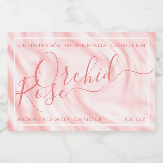 Roze Satijn Roze Calligraphy Tekst Handtekening Ch Voedselcontainer Etiket (Enkel label)