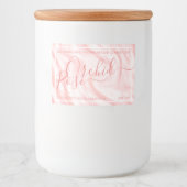 Roze Satijn Roze Calligraphy Tekst Handtekening Ch Voedselcontainer Etiket (Voorkant)