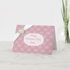 Roze Satijn Valentijn Hart Wenskaart Feestdagen Kaart