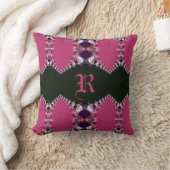 Roze Satijnen Kantontwerp Monogram Kussen (Deken)