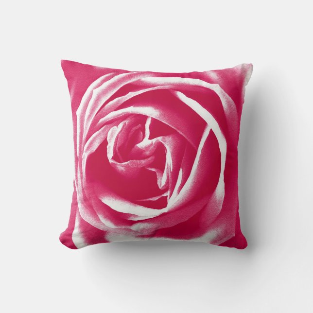 Roze satijnen roos afdruk kussen (Voorkant)