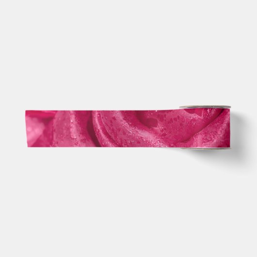 Roze Satijnen Roos Lint (Voorkant)