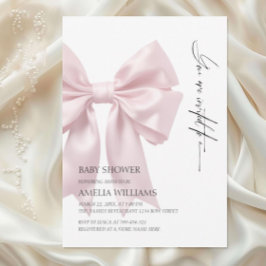 Roze Satijnen Strik Baby Shower Kaart